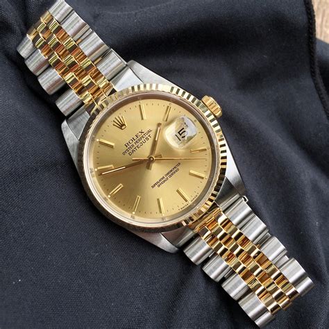 buy rolex datejust 16233 champagne dial two tone|rolex 16233 price guide.